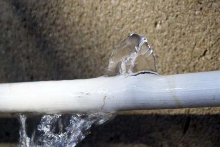 Burst pipe leaking water