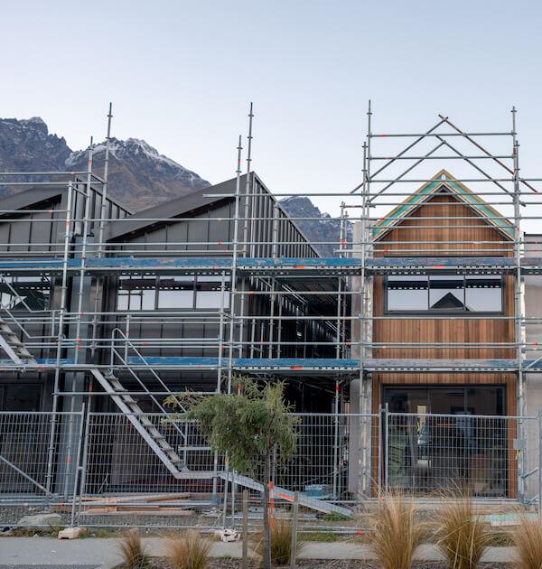 Scaffolding around new homes being built