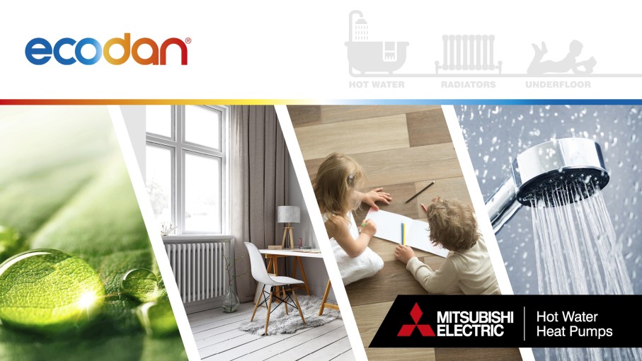 Ecodan Hot Water Heat Pump promotional graphic